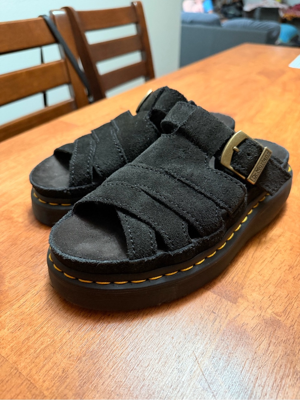 Dr. Martens Women’s Black Suede Sandals - Picture 2 of 5